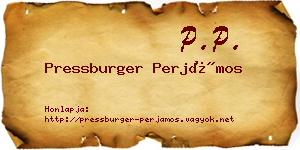 Pressburger Perjámos névjegykártya